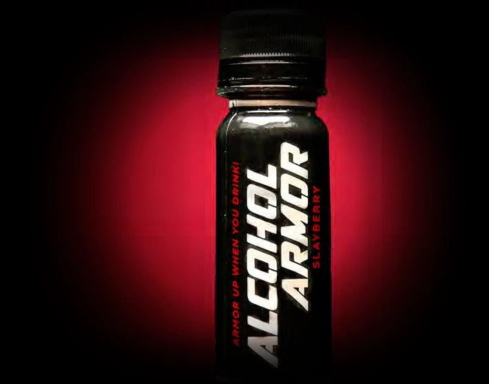 Slayberry bottle on a red glow
